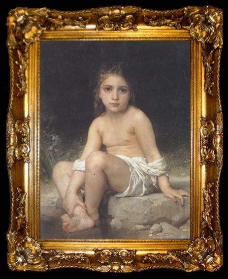 framed  Adolphe William Bouguereau Child at Bath (mk26), ta009-2